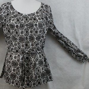 Grace Elements Brown Sheer Cotton Blouse SZ 10